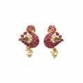 Handmade Kempu Duck Swan Earrings on white background