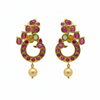 Kundan Dancing Peacock Chandbali Earrings on white background - product shot