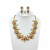 Kempu mango peacock necklace set on mannequin bust white background