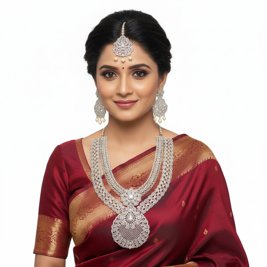 CZ Double Layer Bridal Set - Model Wear