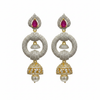 CZ Jhumka Earrings Ruby Pink - White Background