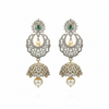 CZ Chandbali Jhumka Emerald Green - White Background