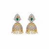 CZ Pearl Drop Jhumki Earrings on white background