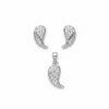 925 Silver Angel Wing Pendant Set with CZ – white background