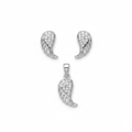 925 Silver Angel Wing Pendant Set with CZ – white background