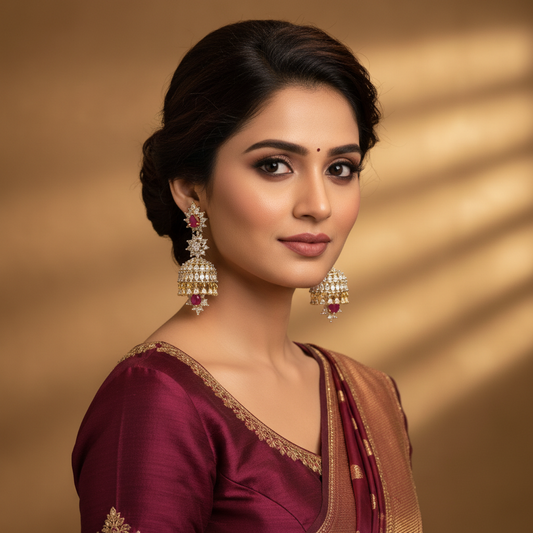 Star Top Jhumka - Model Wear