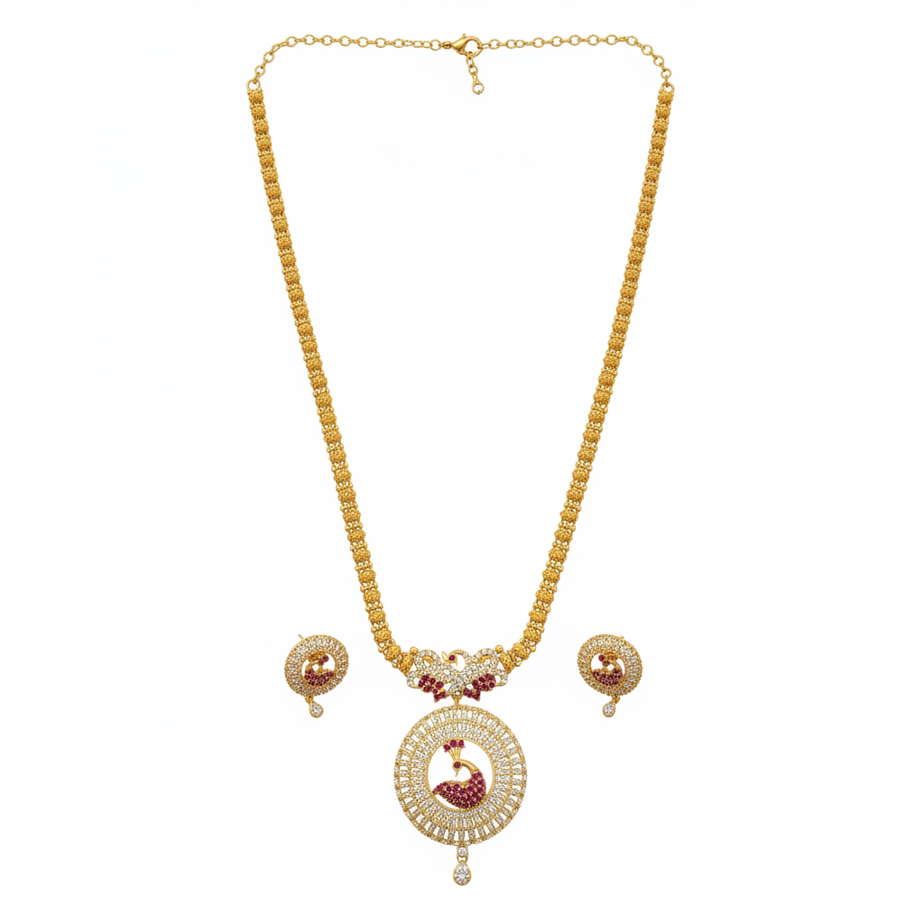 Peacock Long Haram Set - CZ Ruby