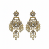 Jadau Kundan Chandbali - Pearl Drops variant on white background