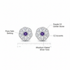 Purple CZ Halo Stud Earrings - Feature infographic