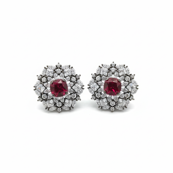 Black Rhodium CZ Tops - Ruby Red