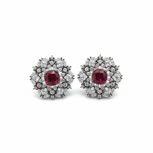 Black Rhodium CZ Tops - Ruby Red