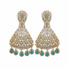 Grand CZ Chandbali Earrings Variant 1 Emerald Drops White Background