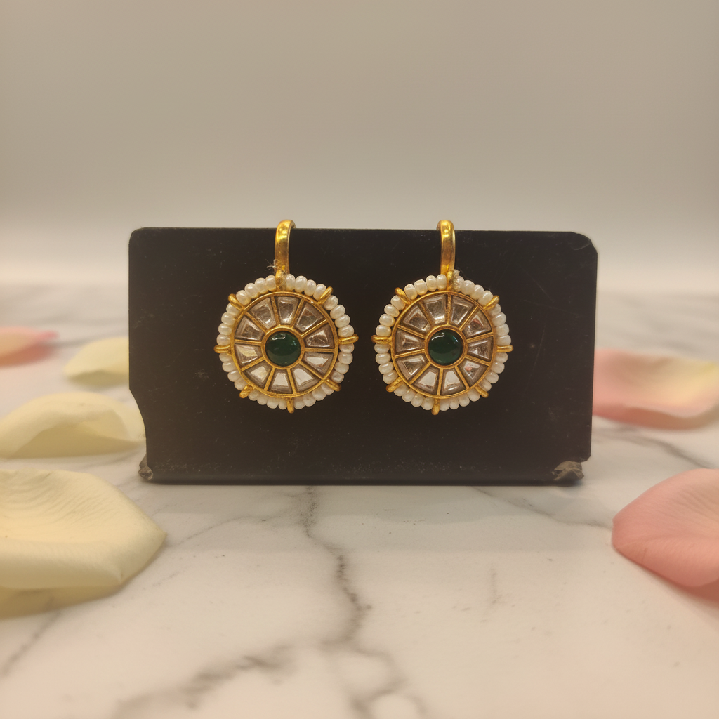 Kundan Emerald Pearl Cartilage Stud Lifestyle