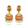 Large Kempu Kundan Jhumka with Pearl Drops - White Background