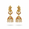 Gold Plated Polki CZ Jhumki Earrings - White Background Flat Lay