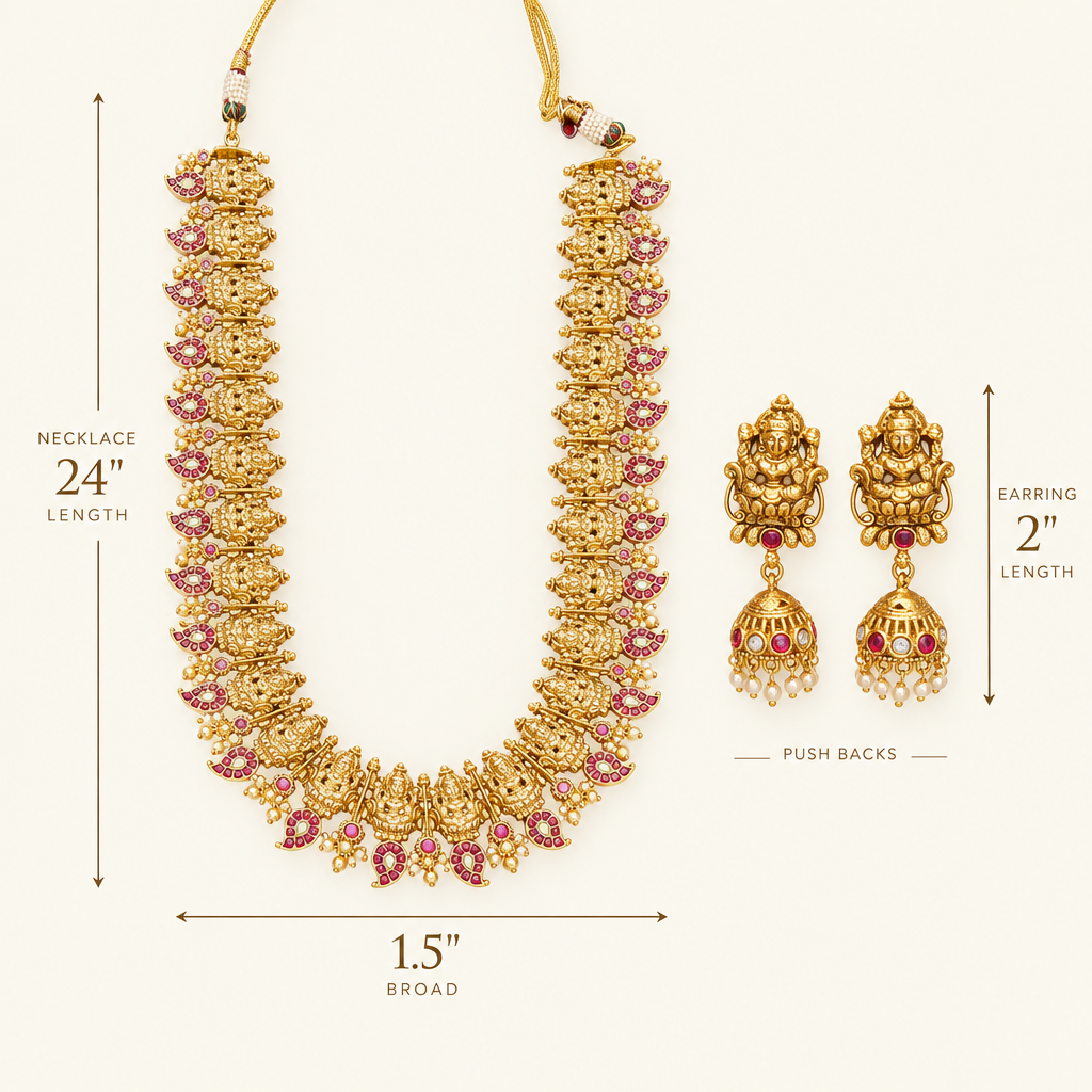 Illustrative square size graphic for necklace and earrings