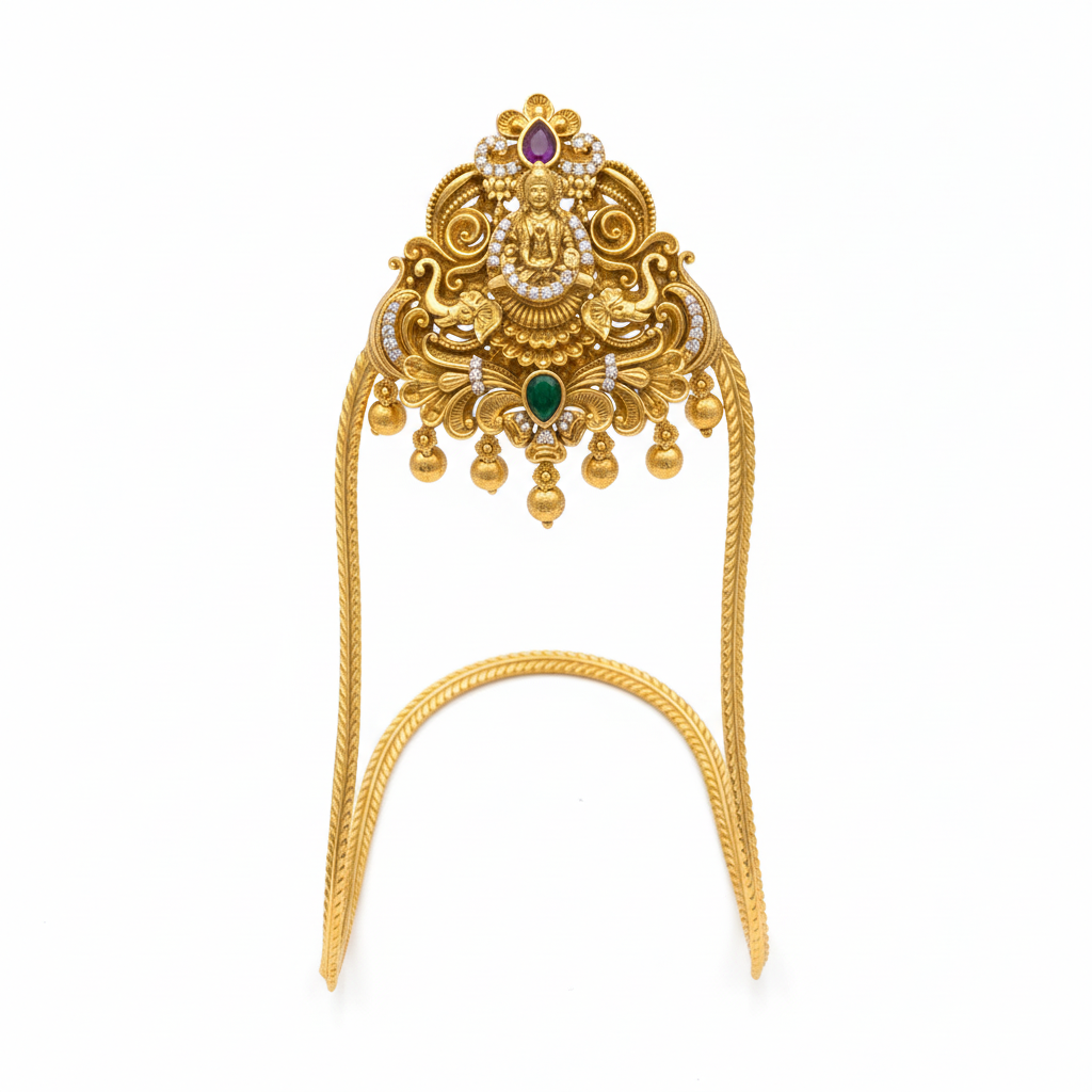 Traditional temple deity vanki armlet on white background
