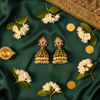 Emerald Polki Jhumka lifestyle flat lay