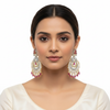 Model wearing Diamond Replica Chandbali Earrings Pink variant - ASP Fashion Jewellery