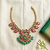 Jadau Kundan necklace cultural silk flat lay
