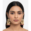 Model wearing Ruby CZ Peacock Jhumka Earrings