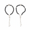 92.5 Silver Kids Nazariya Bracelet with Black Beads and Silver Tassel - White Background