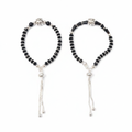 92.5 Silver Kids Nazariya Bracelet with Black Beads and Silver Tassel - White Background