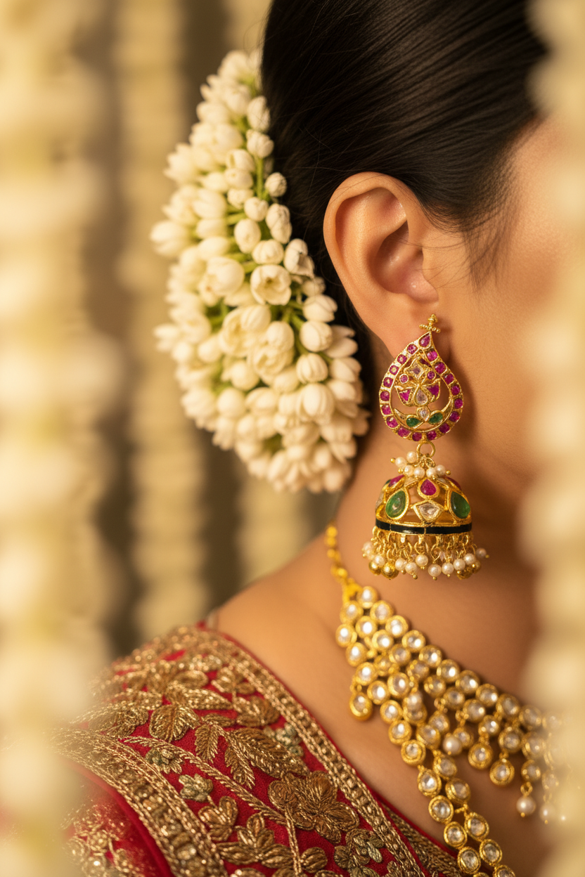 Polki Kundan Jhumka - Bridal Lifestyle Wear