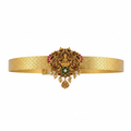 Ornate Temple Lakshmi Vaddanam with scrollwork on white background