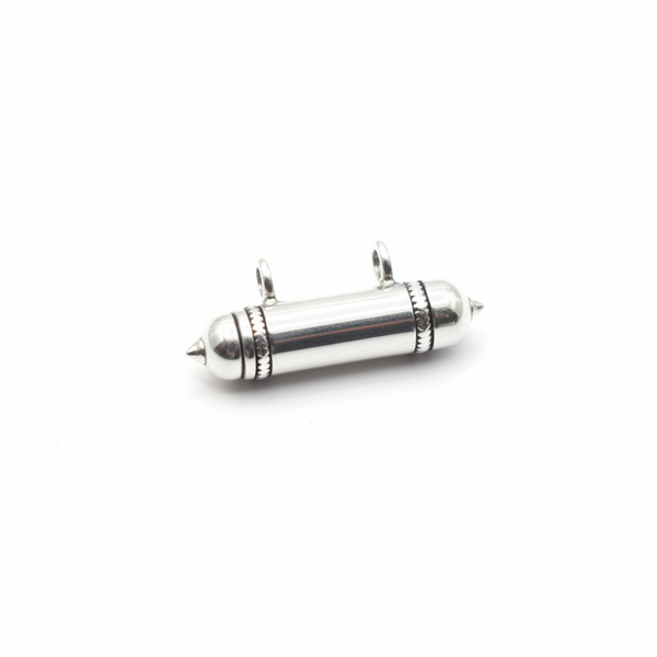 925 Silver Smooth Bullet Amulet Pendant - White Background