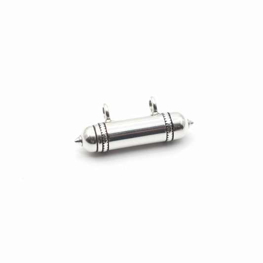 925 Silver Smooth Bullet Amulet Pendant - White Background