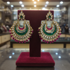 Jadau Kundan Chandbali Earrings - Velvet Display Stand