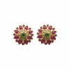 White Background - Kempu Kundan Floral Stud Earrings