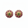 White Background - Kempu Kundan Floral Stud Earrings