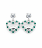 925 Silver Heart Earrings with Green and Clear Crystals
