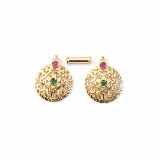Thali Bottu Floral Cutwork Mangalsutra Pendant - Front View