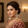 CZ Diamond Fan Chandbali Jhumka – model wear
