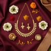 Flat lay of temple jewelry with traditional cultural elements