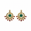 Kempu Emerald Chandbali Earrings - White Background