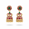 Kempu Handmade Jhumka Screw Back Earrings - White Background