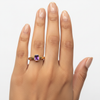 Gold Amethyst Purple Slim Bezel Ring - Lifestyle