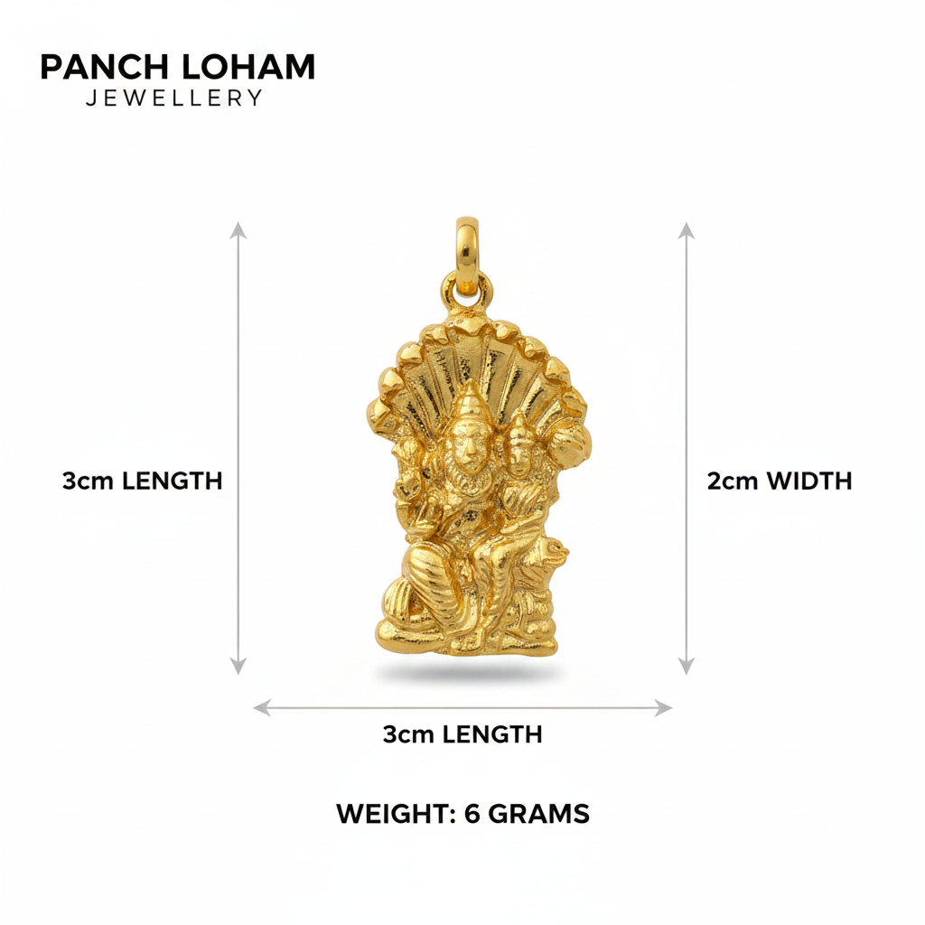 Lakshmi Narasimha Locket infographic with dimensions and weight
