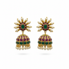 Kempu Chakra Jhumka Kempu Emerald - white background