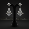 CZ Art Deco Fan Chandelier Earrings - Velvet Display Stand