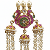 Polki Kundan Pearl Tassel Earrings - Macro Gemstone Detail