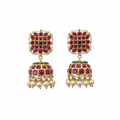 Square Kundan Jhumka - White Background Hero Shot