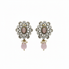 Victorian Polki Flower Studs Pink White Background Studio Shot