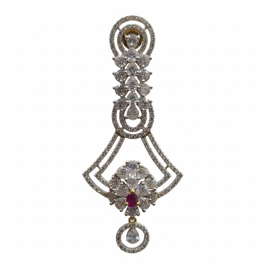 CZ Open Fan Chandelier Earrings - Macro Detail Shot