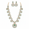CZ Long Haram Necklace Set - Emerald Green - White Background