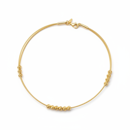 925 silver gold plated anklet on white background